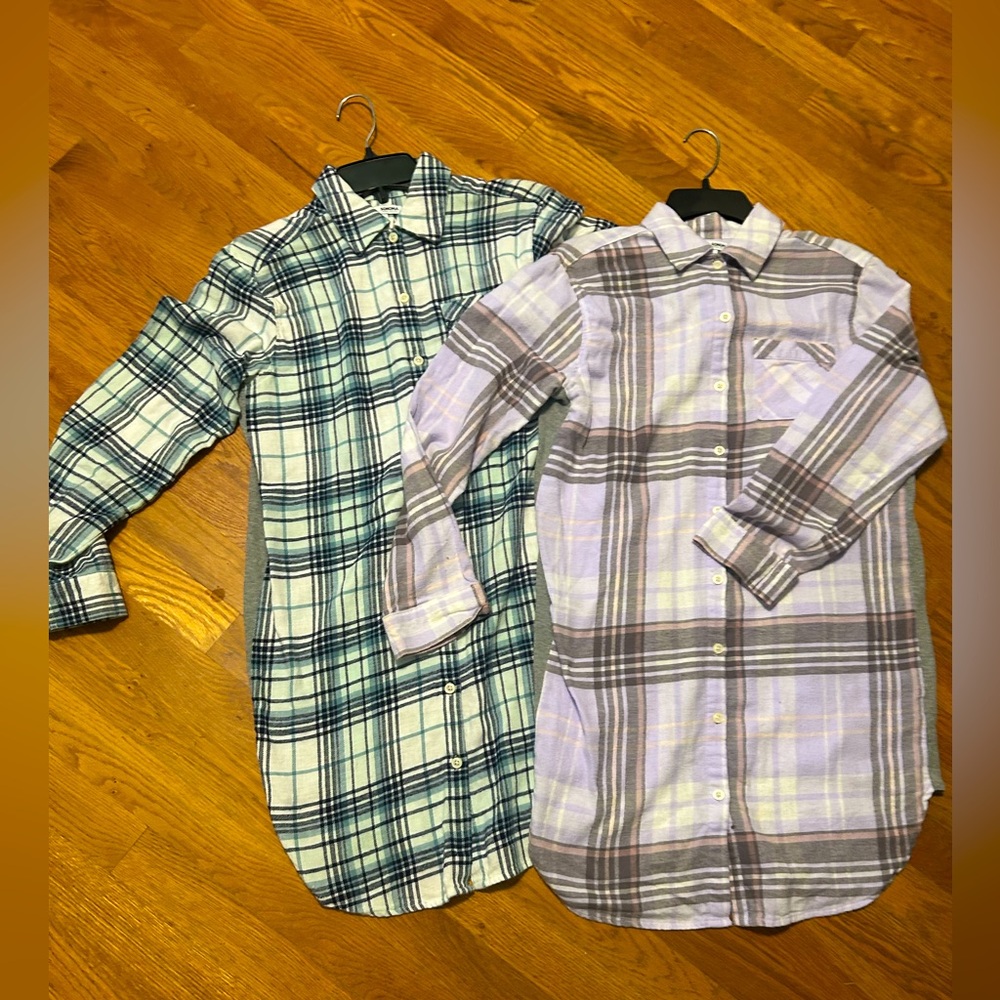 Plaid Button-Up Shirt Flannel Pajama